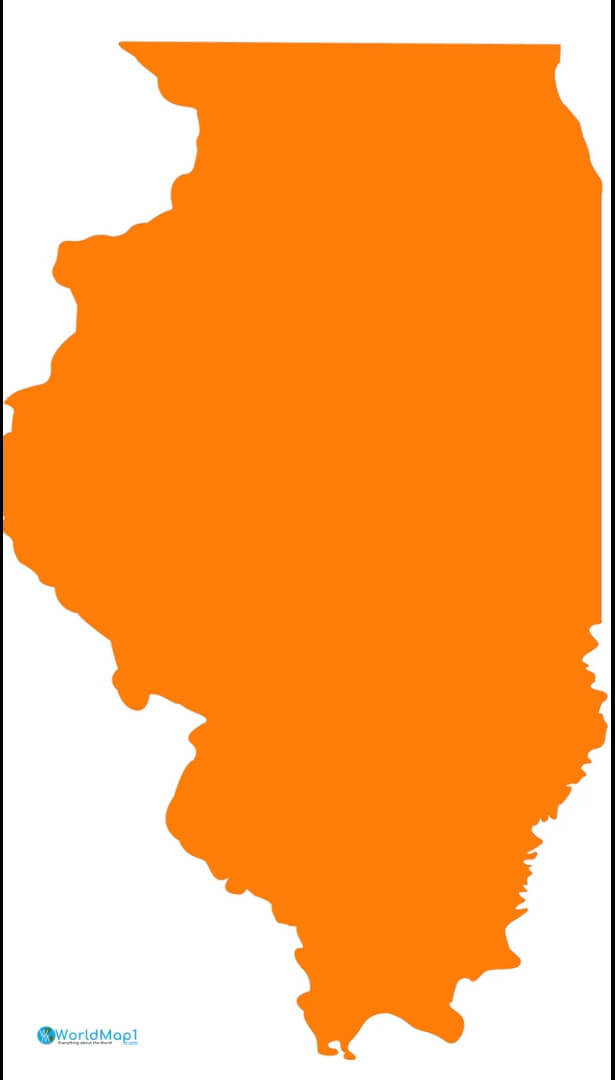 Illinois Red Color Blank Map